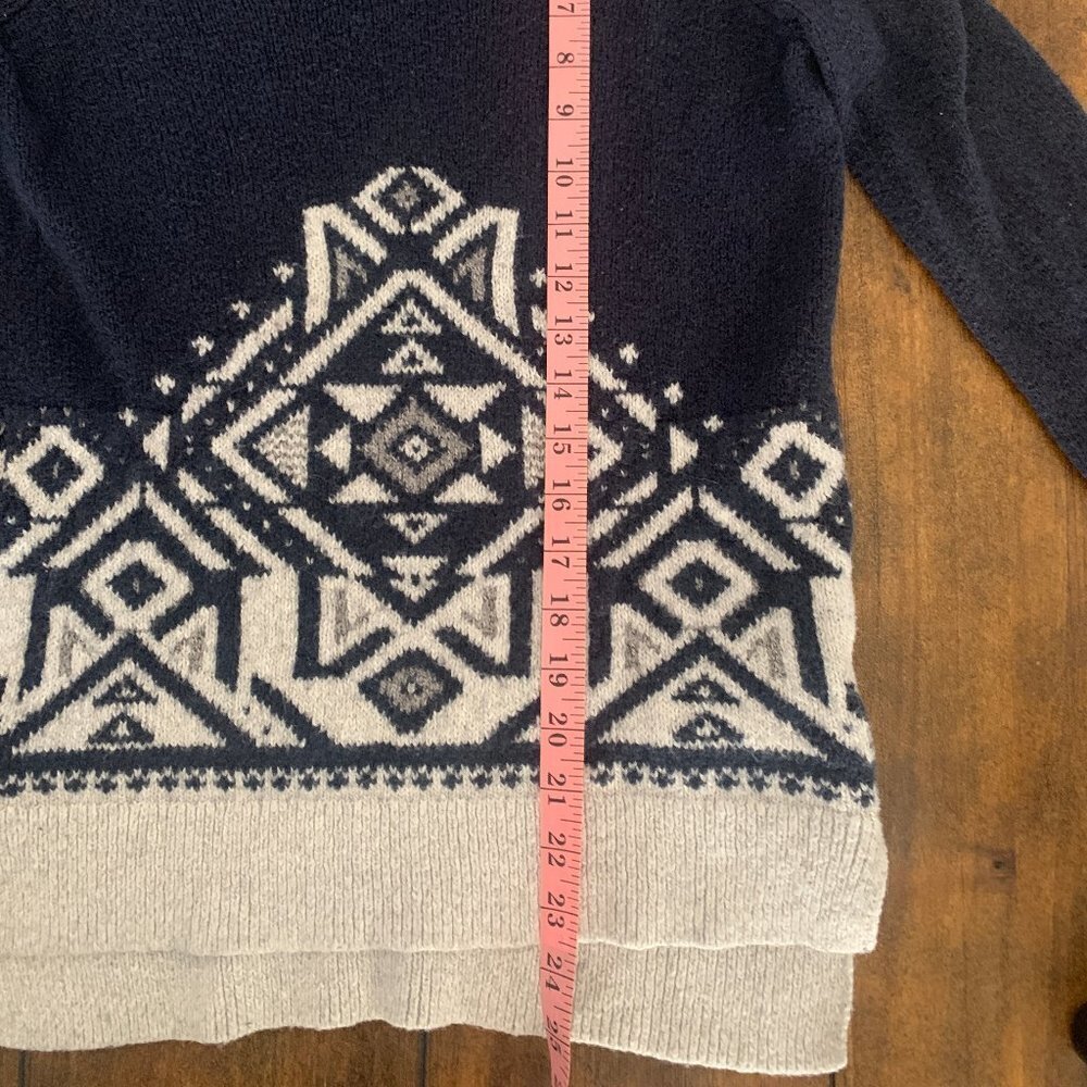 TOP Hollister Navy & Gray Geometric Knit Sweater - S - Super Soft Cozy Pullover - Picture 8 of 8
